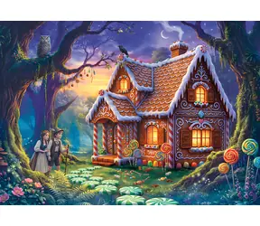 Trefl Puzzle Premium PLUS Verzauberte Märchen: Über das Lebkuchenhaus / 500 Teile / 48 x 34 cm