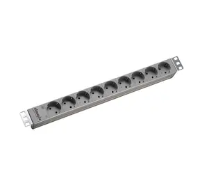 Bachmann 19" PDU, Aluminiumgrau / PDU / 9 Steckdosen / 1 HE / 2 m / ohne Schalter