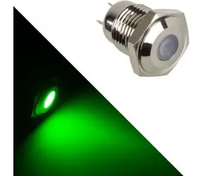 Lamptron LED-Anzeigeleuchte, grün, silbernes Gehäuse / LED-Anzeigeleuchte / Vandalismusgeschützt / Für PC-Gehäuse