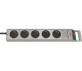 Brennenstuhl Super- SOLID S Silber / Verlängerungskabel / 5-fach Steckdose / 2,5 m / 16 A / Ein-/Ausschalter