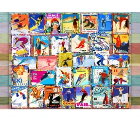 GRAPHICS Puzzle Skiing Briefmarken / 1000 Teile / 69 × 47,8 cm