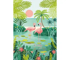 PIECES & PEACE Puzzle Flamingos / 500 Teile / 34,2 x 47,8 cm