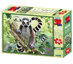 Prime 3D-Puzzle Lemur / 48 Teile / 3D-Effekt / 31 x 23 cm / ab 3 Jahren