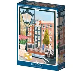 PIECES & PEACE Puzzle: Blick auf Amsterdam aus einem Café / 500 Teile / 34,2 x 47,8 cm