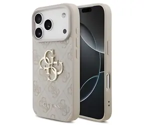 Guess PU 4G Metall- Logo pink / Rückseite für Apple iPhone 18 Pro / Metall Logo