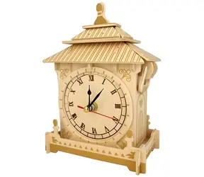 Wooden City 3D-Puzzle-Uhr aus Holz F002 / Funktionsfähiges Uhrwerk / 3 mm Sperrholz / ab 6 Jahren