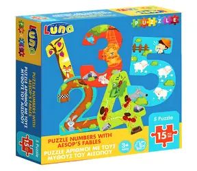 LUNA Puzzle Zählen mit Äsops Fabeln / 5 Teile / ab 3 Jahren