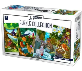D-TOYS Puzzle La Fontaines Fabeln 4in1 / 24, 35, 48, 60 Teile / 16x24 cm