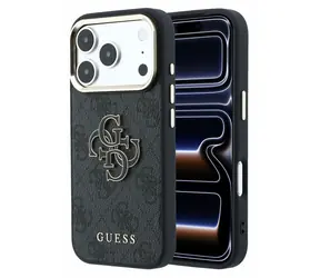 Guess PU 4G Resin Metal Logo für iPhone 18 Pro schwarz / Rückseite / Kunstleder / Logo