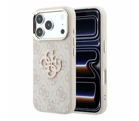 Guess PU 4G Resin Metal Logo für iPhone 18 Pro pink / Rückseite / Kunstleder / Logo