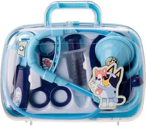 Bluey Arztkoffer / Stethoskop, Thermometer, Spritze und Zubehör / Koffer mit transparenter Vorderseite