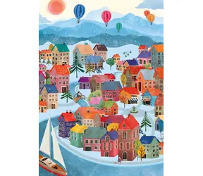 PIECES & PEACE Puzzle Dorf im Winter / 500 Teile / 34,2 x 47,8 cm