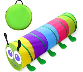 KIK Krabbeltunnel Raupe für Kinder / 174 x 45 cm / Faltbar / Für drinnen und draußen