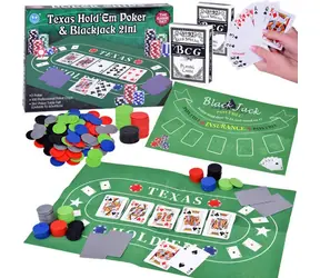 JOKOMISIADA 2-in-1 Poker- & Blackjack-Set / Kartenspiel / Für Kinder / 2 Kartenspiele + Chips