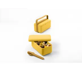 BlimPlus Bauletto S mittelgroße Dessert-/Lebensmittelbox / luftdicht / mit Besteck