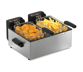 Tristar FR-9342 Edelstahl/Schwarz / Doppelfritteuse / 2 x 3 l / 3600 W / 0-190 °C