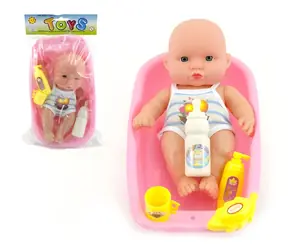 TEDDIES Babypuppe mit Badewanne / 18 cm / Badewanne 23 x 14 x 5 cm / Zubehör im Lieferumfang enthalten