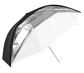 Godox UB-006-33 / Studio-Schirm / 84 cm / 2-in-1 Diffusor und Reflektor / Abnehmbarer schwarz-silberner Reflektor