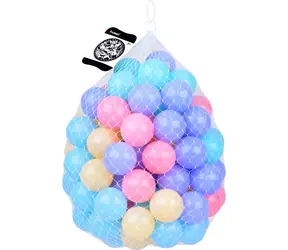 JOKOMISIADA Pastellfarbene Spielbälle im Netz, 100 Stück /  5,5 cm / Pastellfarben / auch für Wasser geeignet