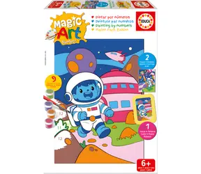 Educa Malen nach Zahlen: Universum / 2 Bilder 20,5 × 15,5 cm / Set mit Rahmen und Pinsel