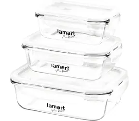 Lamart AIR LT6011 Dosen-Set, 3-teilig / 370+640+1040 ml / Glas-Kunststoff