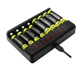 Beline AA/AAA-Akkuladegerät / Akkuladegerät / 8 Steckplätze / USB / LED-Anzeige
