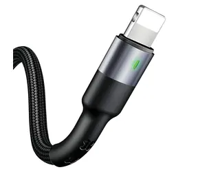 USAMS SJ311 U26 schwarz / Datenkabel / Lightning / 2 A / 1 m / Nylongeflecht