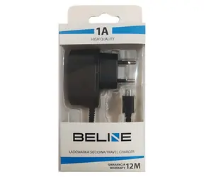 Beline Netzladegerät mit Micro-USB-Anschluss, schwarz / Ladegerät / Ausgang 5 V/1 A / Micro-USB-Kabel 100 cm