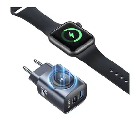USAMS CC293 T67 grau / Netzteil / 20 W / USB-C + USB-A / Kabelloses Laden für Apple Watch
