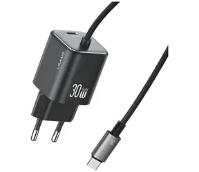USAMS CC264 schwarz / Ladegerät / GaN / 2x USB-C / 30W PD