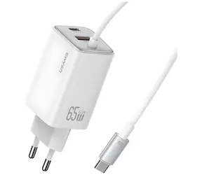 USAMS CC266 weiß / Ladegerät / GaN / 65 W / 2x USB-C / 1x USB-A / PD