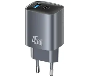 USAMS CC290 T66 dunkelgrau / Ladegerät / GaN / USB-A, USB-C / 45 W / PD, QC