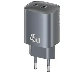 USAMS CC305 T66 dunkelgrau / Ladegerät / GaN / 45 W / 2x USB-C