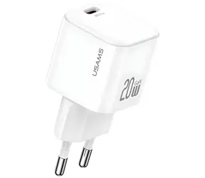 USAMS CC260 JO Serie weiß / Ladegerät / GaN / USB-C / 20W PD / USB-C-Lightning-Kabel 1m