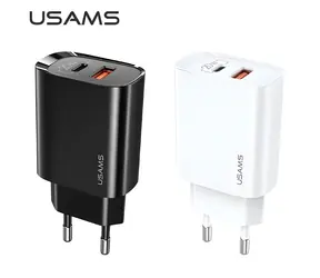 USAMS T35 schwarz / Ladegerät / USB-C + USB / 20 W / PD3.0 + QC3.0