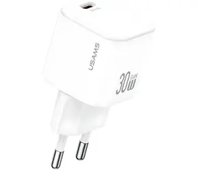 USAMS JO Serie CC262 weiß / Ladegerät / GaN / USB-C / 30W PD / USB-C-Kabel 1m