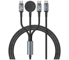 USAMS SJ754 Huan Series Anlaufschutz / 3-in-1 Ladekabel / USB-C / Kabelloses Ladegerät für Apple Watch / 72 W