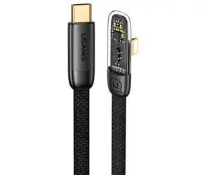 USAMS SJ583 Iceflake Serie USB-C - Lightning schwarz / Datenkabel / abgewinkelter Stecker / PD 20W / 1,2 m