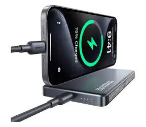 USAMS CD242 CY Serie Titan / Powerbank / 10000 mAh / Kabelloses Laden 15 W / PD 20 W / Aluminiumgehäuse