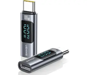 USAMS AU18 grau / Netzteil / USB-C - USB-C / 100 W / Leistungsanzeige / Aluminium