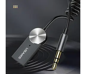 USAMS SJ464 grau / Bluetooth-Audioadapter / für Auto / BT 5.0 / 3,5-mm-AUX-Anschluss / USB-Stromversorgung