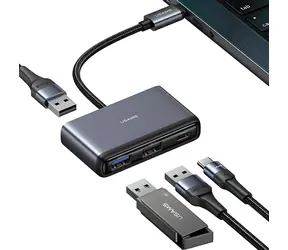 USAMS SJ627 grau / USB-Hub / USB-C / 4-in-1 / 1x USB 3.0 / 2x USB 2.0