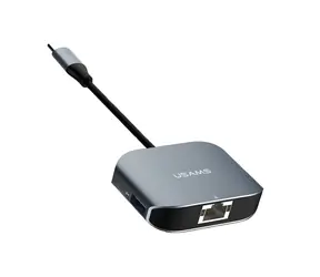 USAMS US-SJ146 grau / Adapter / USB-C - USB 3.0 + RJ45 / Gigabit-Ethernet