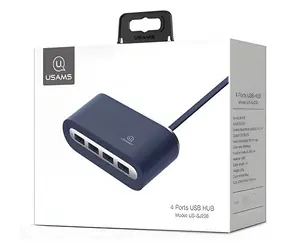 USAMS SJ238 blau / USB-Hub / 4X USB 2.0 / Micro-USB- Port / 480 Mbit/s