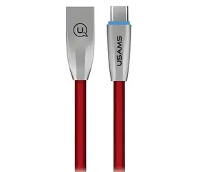 USAMS SJ184 U-Light Geflochtenes USB-C-Kabel rot / Datenkabel / LED-Ladeanzeige / geflochten / 1,2 m