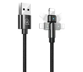 USAMS SJ476 U60 schwarz / Datenkabel / Lightning / 2A / 1 m / drehbarer Stecker