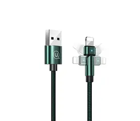 USAMS SJ476 U60 grün / Datenkabel / Lightning / Nylongeflecht / Drehstecker / 2 A