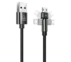 USAMS SJ478 U60 schwarz / Datenkabel / Micro-USB / Geflochten / 2 A / 1 m / Drehgelenk