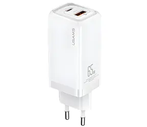 USAMS T47 weiß / Ladegerät / USB-C + USB / PD 3.0 + QC / 65 W