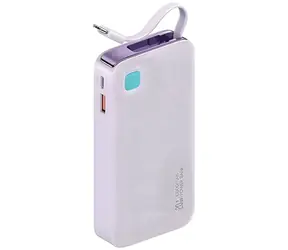 USAMS US-CD224 lila / Powerbank / Integriertes USB-C-Kabel / 10000 mAh / PD 20W + QC3.0